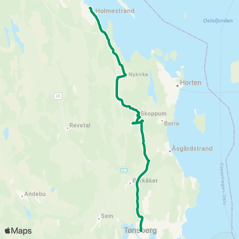 VKT - Vestfold Kollektivtrafikk Tønsberg-Skoppum-Holmestrand map