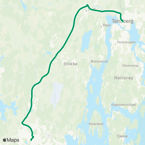 VKT - Vestfold Kollektivtrafikk Sandefjord-E18-Tønsberg map
