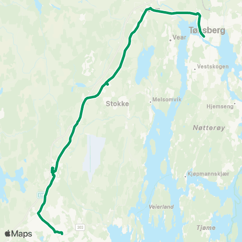 VKT - Vestfold Kollektivtrafikk Natt Tønsberg-Sandefjord map