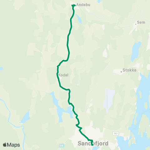 VKT - Vestfold Kollektivtrafikk Sandefjord-Kodal-Andebu map