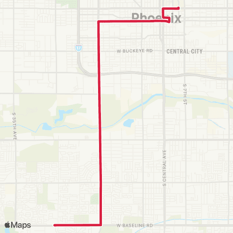 Valley Metro South Mountain West RAPID map