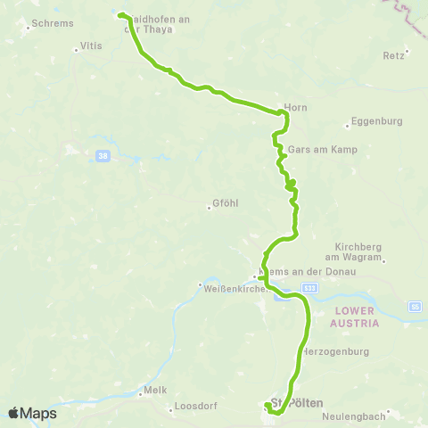 Verkehrsverbund Ost-Region Waidhofen / Thaya - St. Pölten map