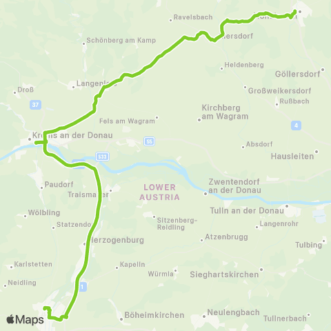 Verkehrsverbund Ost-Region Hollabrunn - St. Pölten map