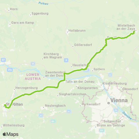 Verkehrsverbund Ost-Region Mistelbach / Zaya - St. Pölten map