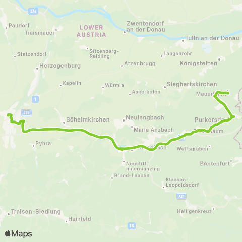 Verkehrsverbund Ost-Region Mauerbach - St. Pölten map