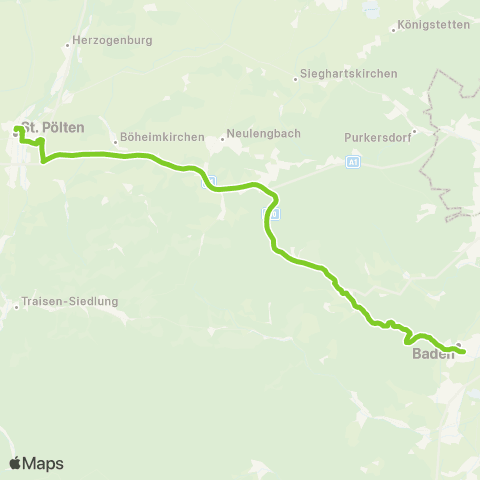 Verkehrsverbund Ost-Region Baden - St. Pölten map