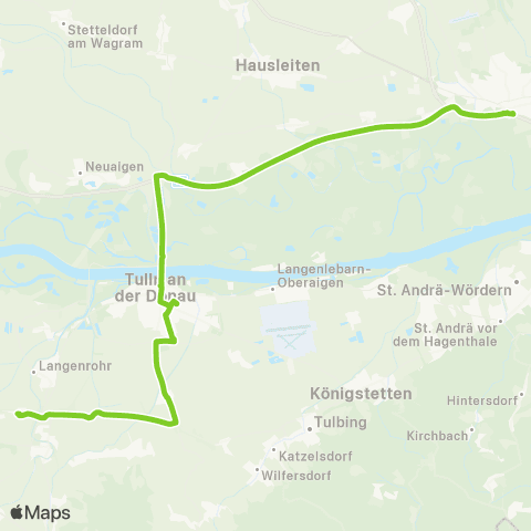 Verkehrsverbund Ost-Region Stockerau Bahnhof - Tulln - Tullnerfeld Bahnhof map