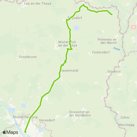 Verkehrsverbund Ost-Region Wien Floridsdorf - Poysdorf - Bernhardsthal map