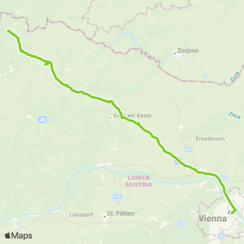 Verkehrsverbund Ost-Region Litschau - Göpfritz / Wild - Wien Praterstern map
