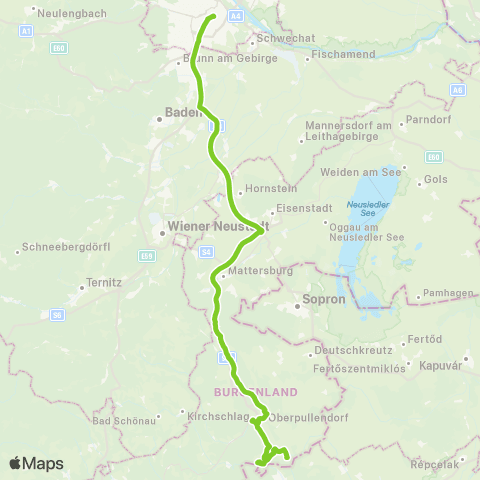 Verkehrsverbund Ost-Region Klostermarienberg - Wien Hauptbahnhof map