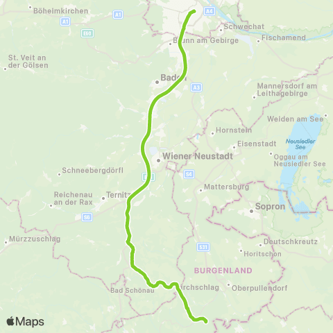 Verkehrsverbund Ost-Region Lockenhaus - Wien Hauptbahnhof map