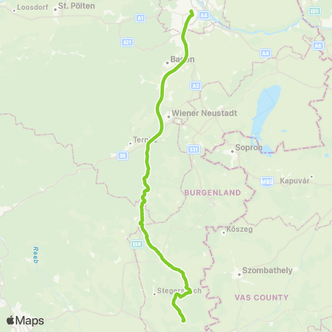 Verkehrsverbund Ost-Region Güssing - Stegersbach / Großpetersdorf - Oberwart - Wien map