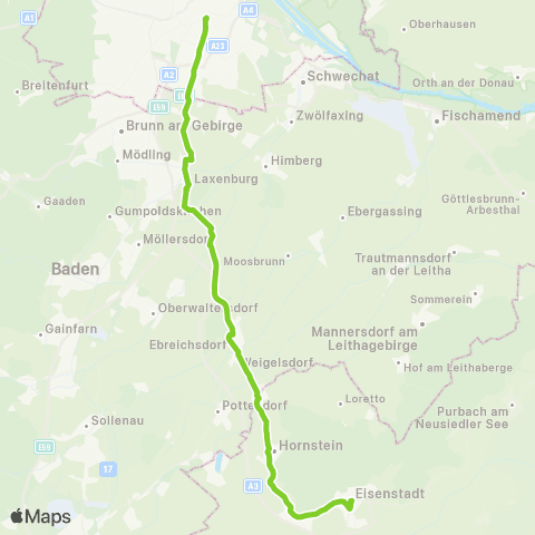 Verkehrsverbund Ost-Region Wien Hauptbahnhof - Laxenburg - Eisenstadt map