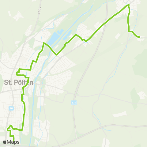 Verkehrsverbund Ost-Region Stadtverkehr St. Pölten VAZ - Citysplash - Hbf. - Traisenpark - Pottenbrunn map