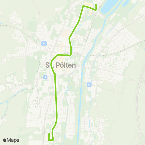 Verkehrsverbund Ost-Region Stadtverkehr St. Pölten Viehofen - Traisenpark - Hbf. - EKZ Süd map