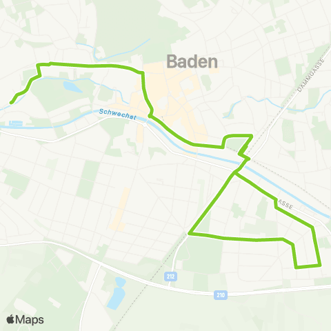 Verkehrsverbund Ost-Region Baden Bahnhof - Baden Schlossgasse map