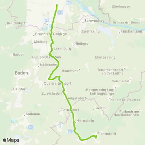 Verkehrsverbund Ost-Region Wien Hauptbahnhof - Laxenburg - Trumau - Eisenstadt map