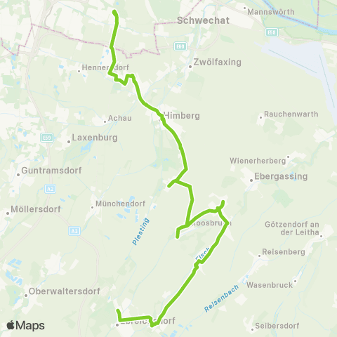 Verkehrsverbund Ost-Region Wien Oberlaa - Himberg - Moosbrunn - Ebreichsdorf map