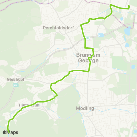 Verkehrsverbund Ost-Region Wien Siebenhirten - Brunn am Gebirge - Hinterbrühl map