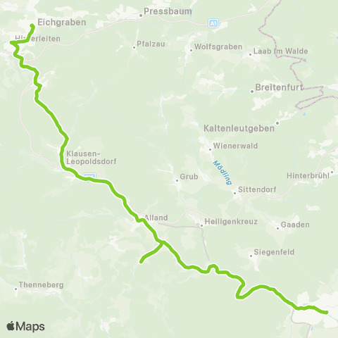 Verkehrsverbund Ost-Region Baden - Alland - Eichgraben map