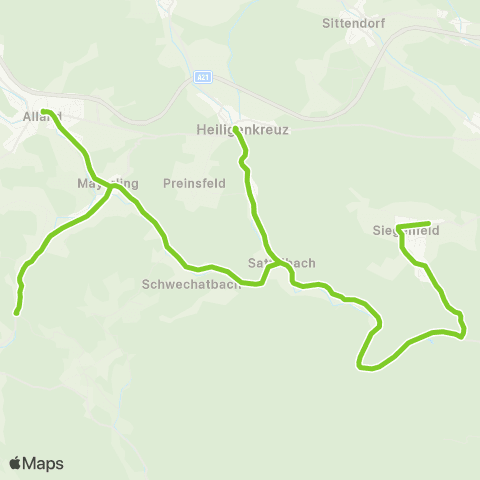 Verkehrsverbund Ost-Region Siegenfeld - Heiligenkreuz - Maria Raisenmarkt - Alland map