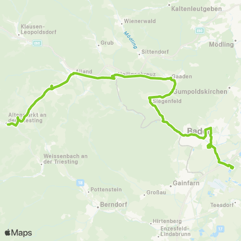 Verkehrsverbund Ost-Region Baden - Gaaden - Alland - Altenmarkt / Triesting map