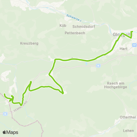 Verkehrsverbund Ost-Region Gloggnitz - Schottwien - Maria Schutz - Semmering map