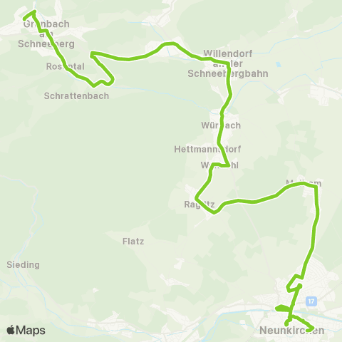 Verkehrsverbund Ost-Region Neunkirchen - Unterhöflein - Grünbach / Schneeberg map