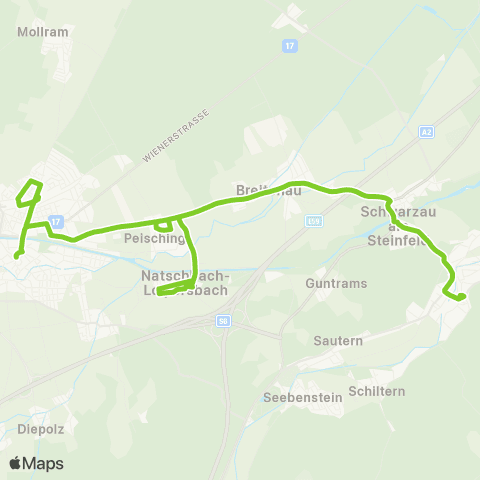 Verkehrsverbund Ost-Region Neunkirchen - Peisching - Breitenau - Pitten map