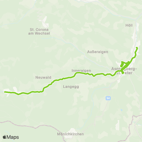 Verkehrsverbund Ost-Region Aspang-Markt - Inneraigen - Mariensee map