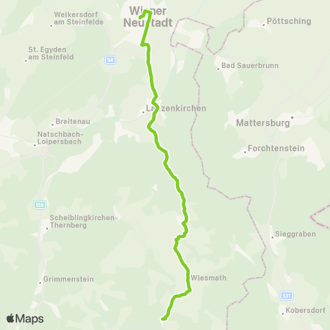 Verkehrsverbund Ost-Region Wr. Neustadt - Hochwolkersdorf - Wiesmath - Hollenthon map