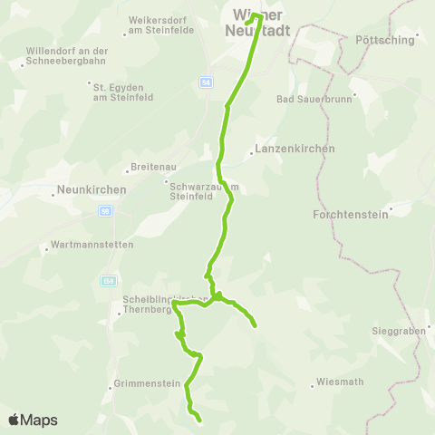 Verkehrsverbund Ost-Region Wr. Neustadt - Oberschlatten - Lichtenegg map