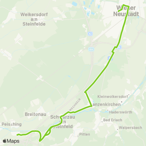 Verkehrsverbund Ost-Region Wr. Neustadt - Föhrenau - Loipersbach map
