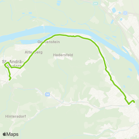Verkehrsverbund Ost-Region Klosterneuburg-Kierling Bhf. - Höflein / Donau ( - St. Andrä-Wördern) map
