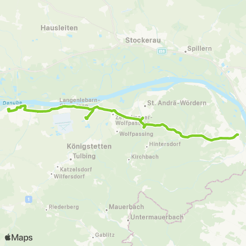 Verkehrsverbund Ost-Region Klosterneuburg-Kierling Bhf. - St. Andrä-Wördern - Tulln map