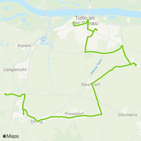Verkehrsverbund Ost-Region Tulln Schubertpark - Staasdorf - Baumgarten - Tullnerfeld Bhf. map