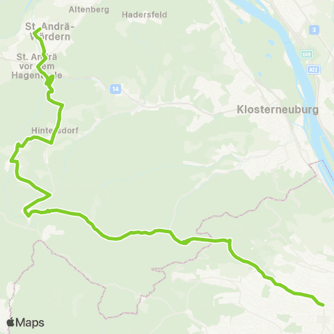 Verkehrsverbund Ost-Region Wien Oberdöbling - Unterkirchbach - St. Andrä-Wördern Bhf. map