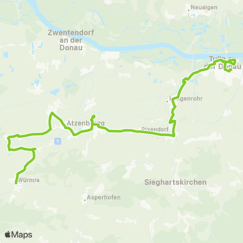 Verkehrsverbund Ost-Region Tulln Bhf. - Tullnerfeld Bhf. - Würmla map