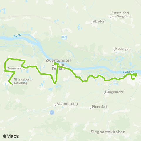 Verkehrsverbund Ost-Region Königstetten - Tulln Bhf. - Zwentendorf - Reidling Baustellenfahrplan map