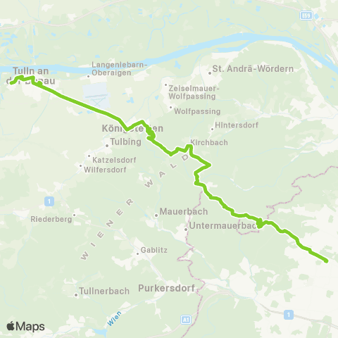 Verkehrsverbund Ost-Region Wien Hernals - Königstetten - Tulln Schubertpark Winter-Fahrplan map