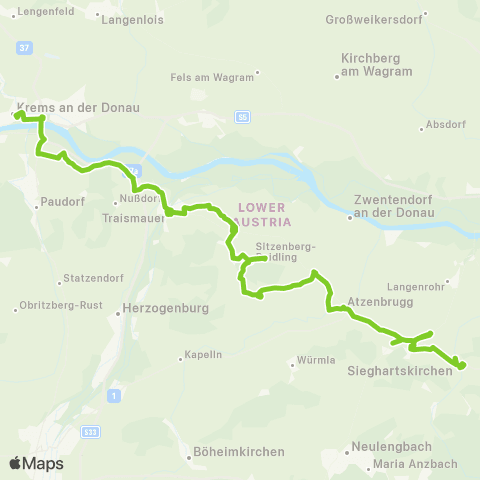 Verkehrsverbund Ost-Region Krems - Traismauer - Sieghartskirchen map