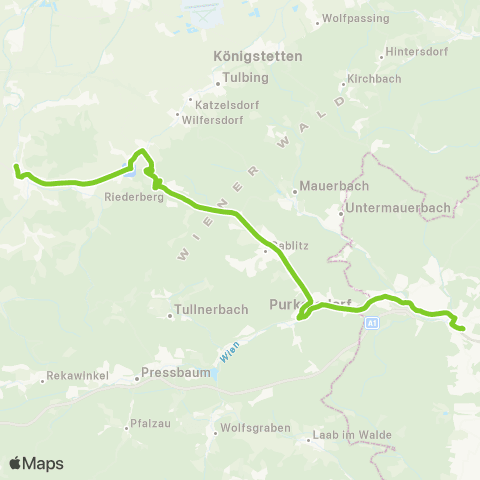 Verkehrsverbund Ost-Region Wien Hütteldorf - Purkersdorf - Gablitz - Sieghartskirchen map