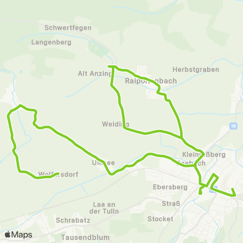 Verkehrsverbund Ost-Region Unterwolfsbach - Umsee - Raipoltenbach - Neulengbach map