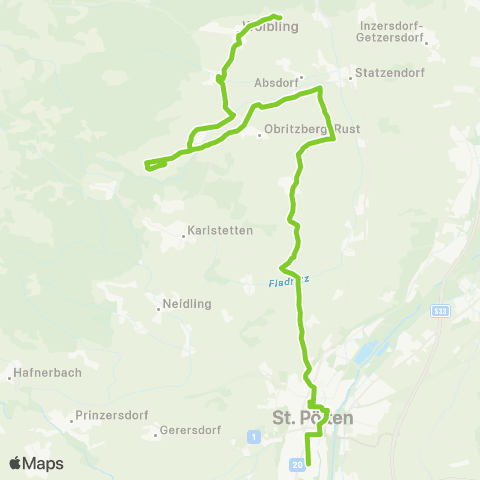 Verkehrsverbund Ost-Region St. Pölten - Unterwölbling map