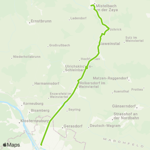 Verkehrsverbund Ost-Region Wien Floridsdorf - Schrick - Mistelbach map