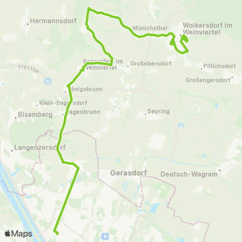 Verkehrsverbund Ost-Region Wien Floridsdorf - Hagenbrunn - Wolkersdorf map