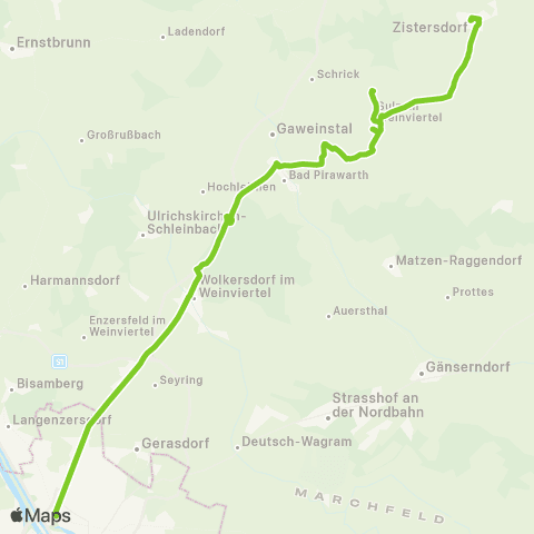 Verkehrsverbund Ost-Region Wien Floridsdorf - Wolkersdorf - Zistersdorf map