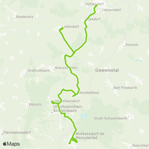 Verkehrsverbund Ost-Region Wolkersdorf - Wolfpassing - Mistelbach map