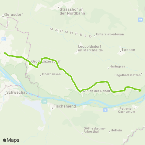 Verkehrsverbund Ost-Region Groß-Enzersdorf - Orth / Donau - Stopfenreuth map