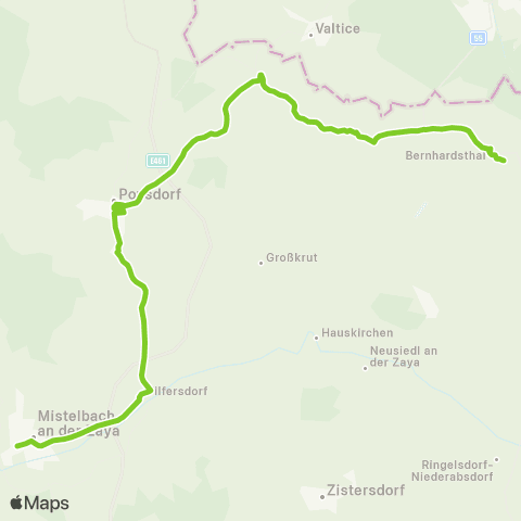 Verkehrsverbund Ost-Region Mistelbach - Poysdorf - Bernhardsthal map